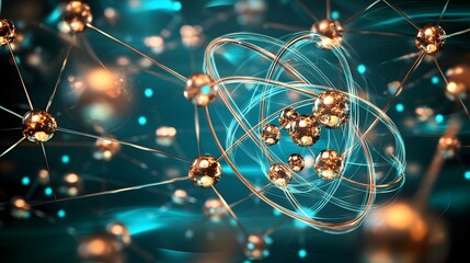 Abstract illustration of interconnected atomic structures.