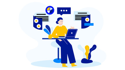 Person working at a desk with a laptop and plant. Suitable for office, remote work, productivity, workspace, technology concepts.