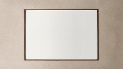 Minimalist White Frame Mockup on Textured Beige Background with Copy Space