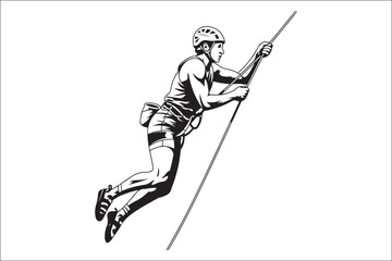 Obraz premium Rock Climber Rappelling Silhouette | Adventure SVG Clipart | Hiking & Climbing Wall Art Design | Digital Download