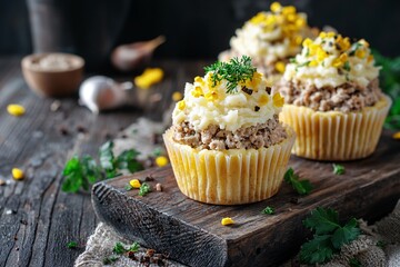Delicious Savory Cupcakes with Creamy Frosting and Fresh Toppings