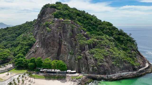 Leme Beach In Downtown Rio De Janeiro Rio De Janeiro Brazil. Turquoise Ocean Waves Gently Crashing On Tropical Beach. Paradise Island Landscape Leisure Vibrant. Paradise Island Coast.