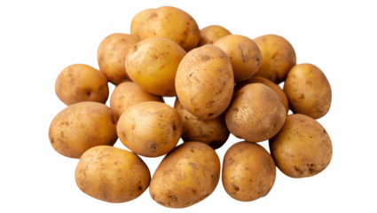 Pile of Fresh Yellow Potatoes on Transparent Background