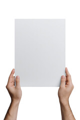 A person is holding a white piece of paper