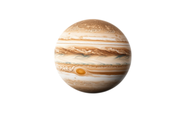 Large planet with a white and brown color, isolated