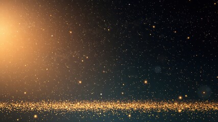 Golden Dust Motes Shimmering in Dark Background