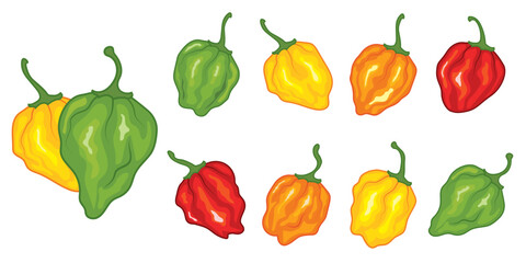 set of hot peppers