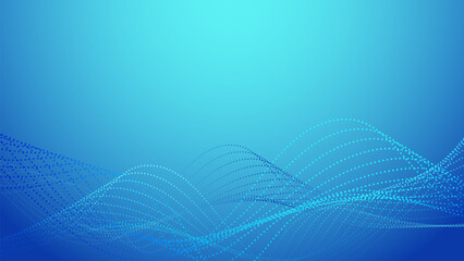Abstract blue energy waves from dotted line particles. Futuristic modern backdrop design for business, presentation, ads, banner, website, landing page, wallpaper screen and more