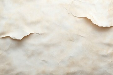 close-up of torn, wrinkled, and stained aged beige paper with rough edges and textured surface