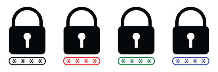 Security and Password Icon Set – Lock, Privacy, and Access Protection Vector Symbols