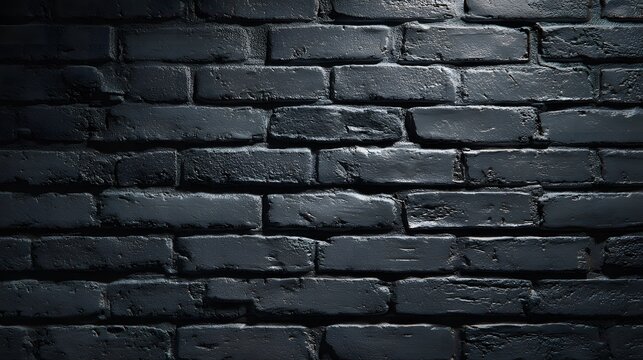 Matte black brick wall texture with subtle surface highlights and minimalist composition under even studio lighting, ideal for background or design backdrop usage