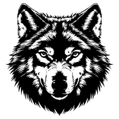 Black Black Wolf Head Vector Ar Description: Vector artwork of a wolf face in solid black silhouette. Ideal for nature-inspired branding, digital designs, wildlife illustrations, and craft projects. © Alomgir