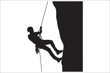 Rappelling Silhouette &ndash; Adventure Climber Outdoor Design