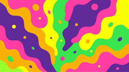 Wavy Abstract Splash of Vibrant Colors. Bright abstract waves with colorful blobs in a playful, modern, and energetic digital style.