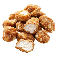 Pile of tasty chicken nuggets on transparent background