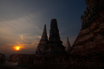 View of Wat Chaiwatthanaram which is part of the Ayutthaya Historical Park and also a a UNESCO World Heritage Site. It is located at Ayutthaya, Thailand.