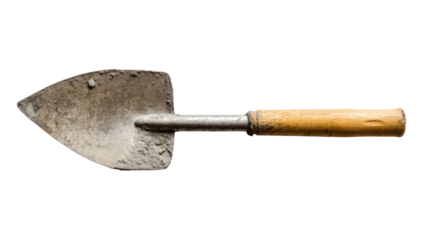 Garden trowel on a white isolated background for gardening projects.