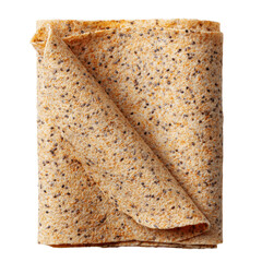 Empty Round Lavash with Flax Seeds on Transparent Background

