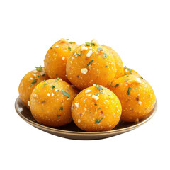 Pile of sweet balls on plate on transparent background