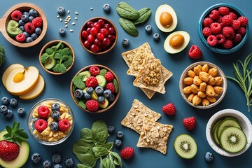 Nutritious Snack Imagery Featuring Whole Food Elements in a Simple Layout for Lifestyle Marketing