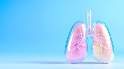 Lungs Medical Illustration on a Blue Background