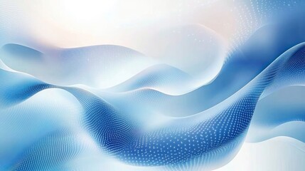 smooth flowing blue and white abstract waves with dotted patterns creating a serene and futuristic atmosphere