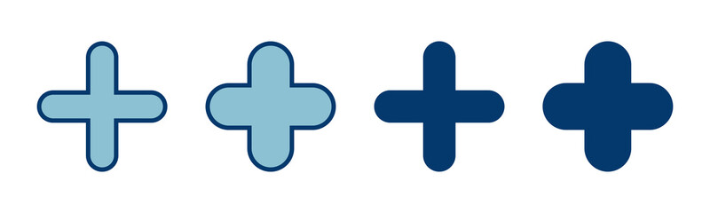 Plus Icon vector isolated on white background. Add plus icon. Addition sign. Medical Plus icon