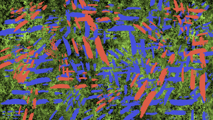 Chaotic brushstrokes dance across a verdant canvas. Abstract background for header poster banner backdrop design