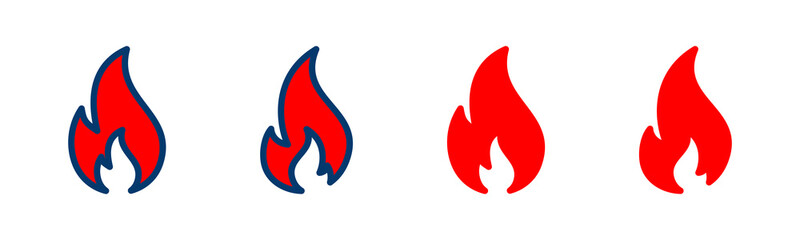 Fire icon vector isolated on white background. Fire flame icon template. Fire flames symbol vector