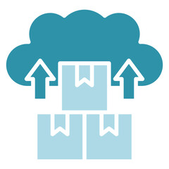 Cloud Upload dual tone blue color, mini illustration icon. use for modern concept, print, UI, UX kit, web and app development. Vector related to sales, logistic and ecommerce