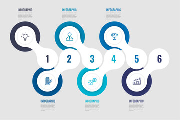 infographic template with 6 options or step