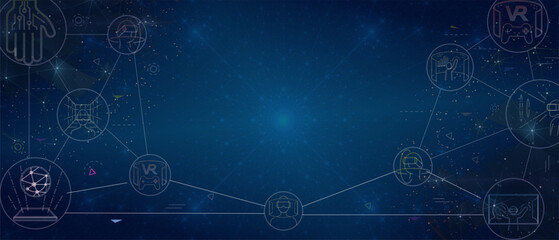 Fototapeta premium abstract blue digital background with high-tech elements 
