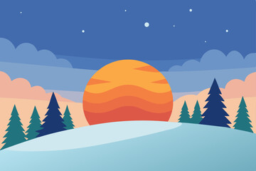 Naklejka premium winter landscape vector