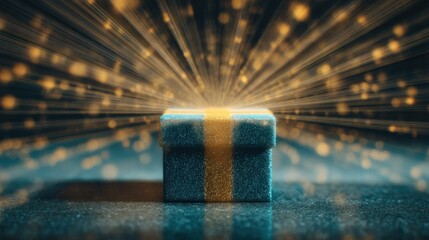 The splash and scattering of particles from the opened gift box shows the intensity and energy of the fantasy phenomenon for the background as a gift, surprise, celebration.