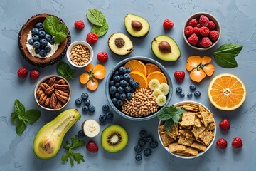 Nutritious Snack Visuals Showcasing Whole Food Ingredients in Clean Design for Lifestyle Branding