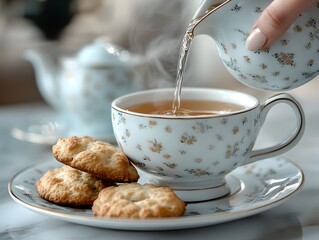 Elegant Tea Time with Cup and Cookies in Cozy Setting