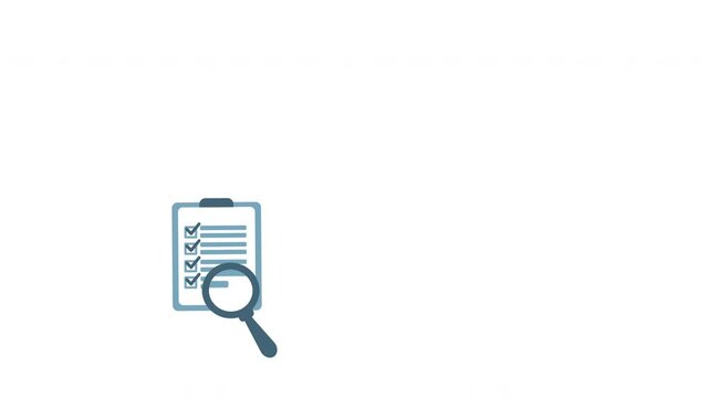 Document review process and quality control concept. magnifying glass over a document icon with checklist, Document review and approval. Certificate management, Audit, certified