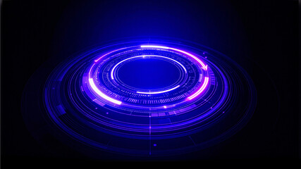 Obraz premium A stunning futuristic digital user interface with neon lights and a circular design, emitting a mesmerizing glow