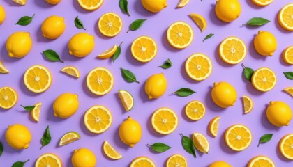 Vibrant lemon display food photography studio setting colorful background high angle view freshness concept