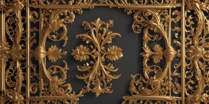 Intricate gold filigree scroll frame, vintage floral details , decor, floral frame