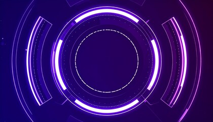 Obraz premium Abstract technology background with glowing purple and blue circular elements. The design is futuristic and modern, perfect for tech-related projects.