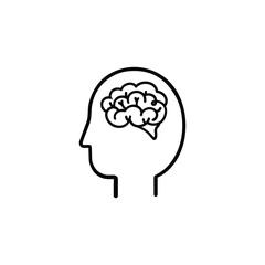 Brain Head Line Style Icon Design
