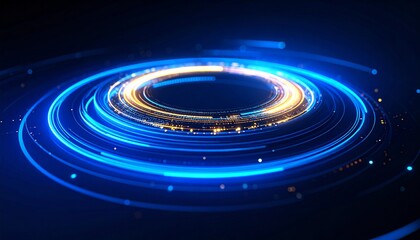 Fototapeta premium Futuristic circular light trails create a mesmerizing visual display, with a vibrant glow