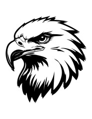 Black Bald Eagle Head Silhouette Vector Vector silhouette of a bald eagle in black. Ideal for USA symbols, nature art, bird lovers, wildlife graphics, and outdoor-themed projects.