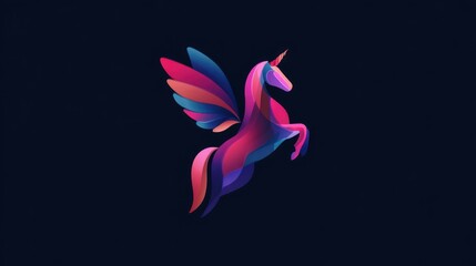 Minimalist unicorn logo with colorful appearance gives an interesting, special, or transformative artistic impression for various branding purposes in business.
