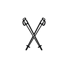 Trekking Poles Line Style Icon Design