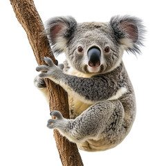 Naklejka premium Koala bear isolated on white background, PNG transparent clipart.