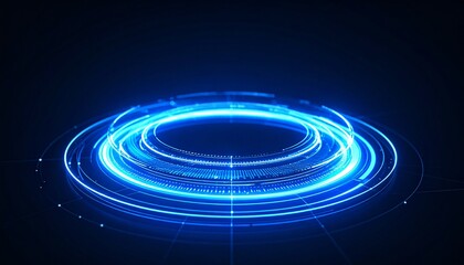 Obraz premium futuristic abstract blue light effect with rotating circles