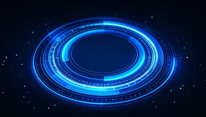 Obraz premium Futuristic glowing blue circle with technological interface