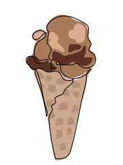 Ice cream is a continuous line drawing on a white background.